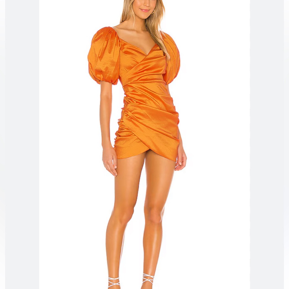 REVOLVE LOVERS and FRIENDS ORANGE BENEDETTA MINI DRESS